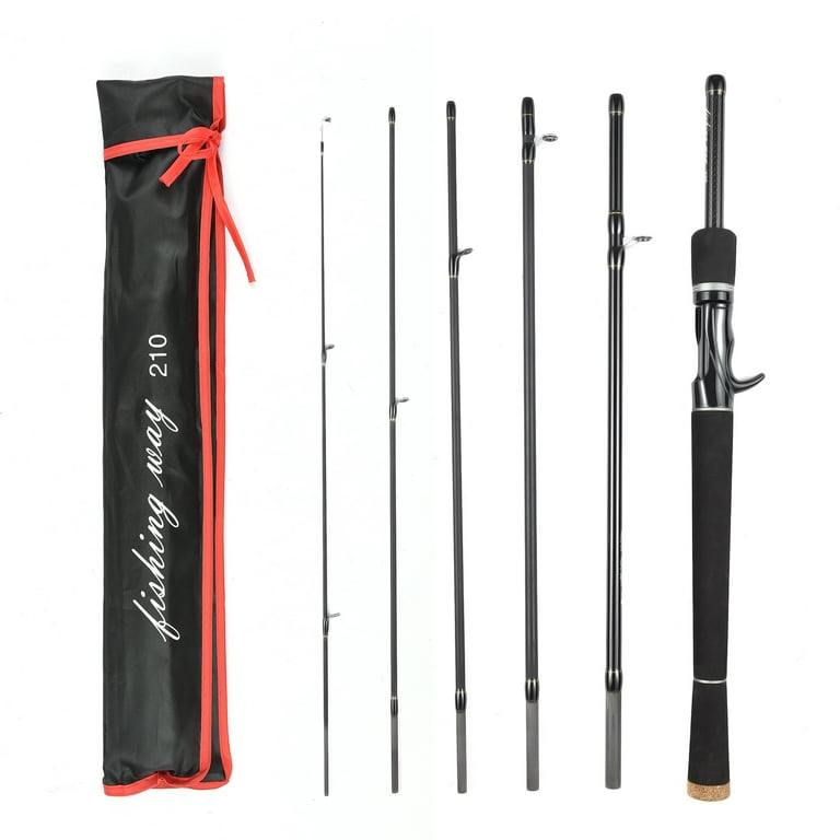 Yabuy 6 Piece Fishing Pole Ultralight Spinning/Casting Rod Travel Fishing Rod with Storage Bag, Size: Casting Rod 2.1m
