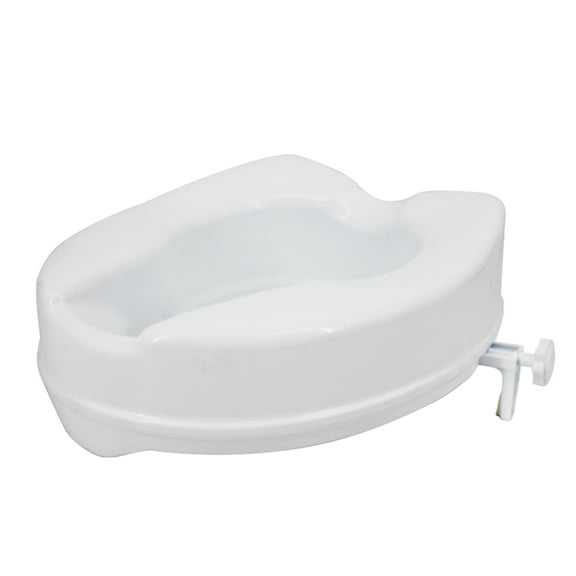 Yabuy Elevated Toilet Seat for Most Elongated Toilets, 300 Lbs Weight Capacity, Tightening Clamps, White