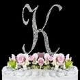thumbnail image 1 of Yacanna Crystal Covered Monogram Cake Toppers Silver Cake Initial K Large, 1 of 1