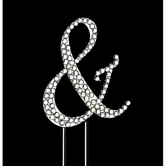 Yacanna Crystal Covered Monogram Cake Toppers Silver Cake Initial & Sign