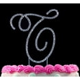 thumbnail image 1 of Yacanna Swirl Design Crystal Monogram Cake Toppers Silver Cake Initial T Large, 1 of 1