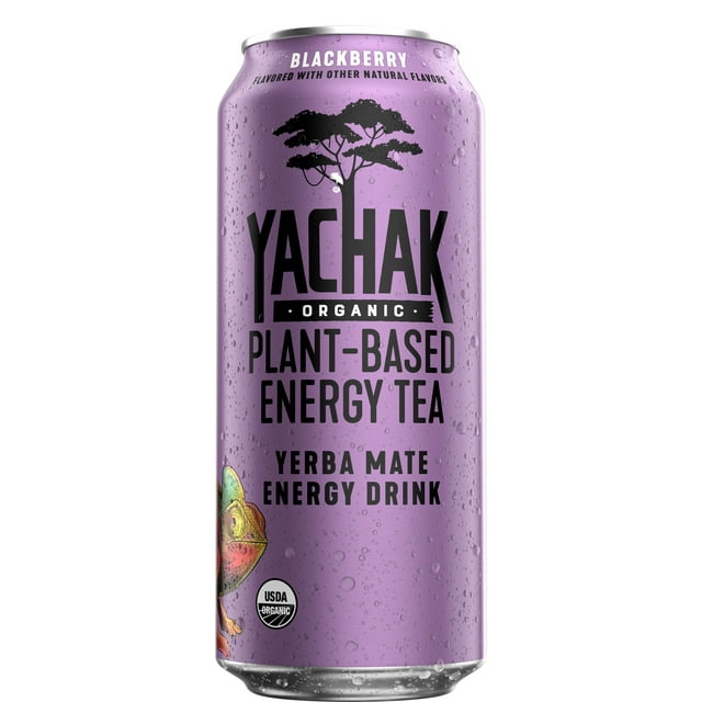 Yachak Organic Plant Based Energy, Blackberry Yerba Mate Iced Tea Drink
