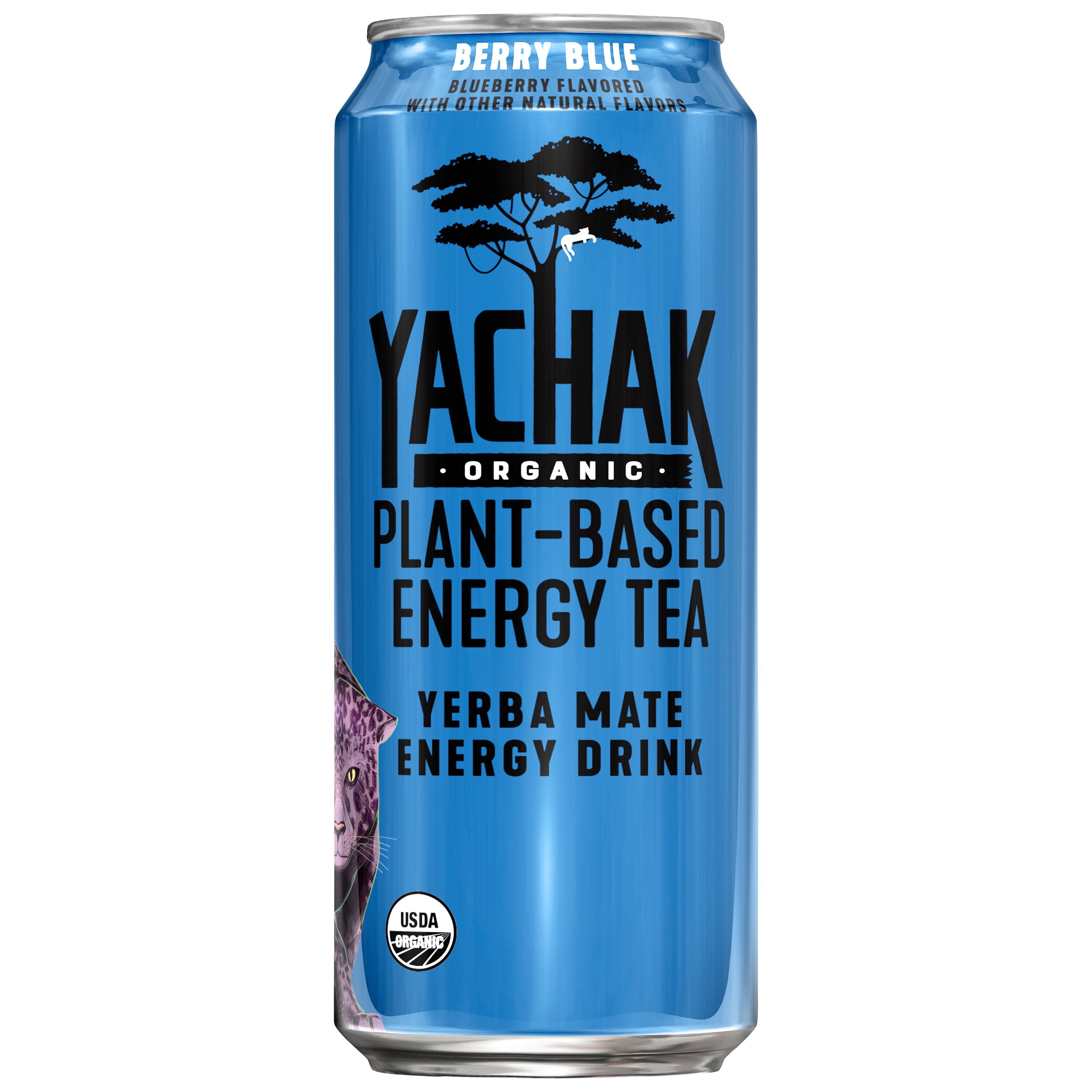 Yachak Yerba Mate Drink, Berry Blue, 16 fl oz, 12 Pack Cans