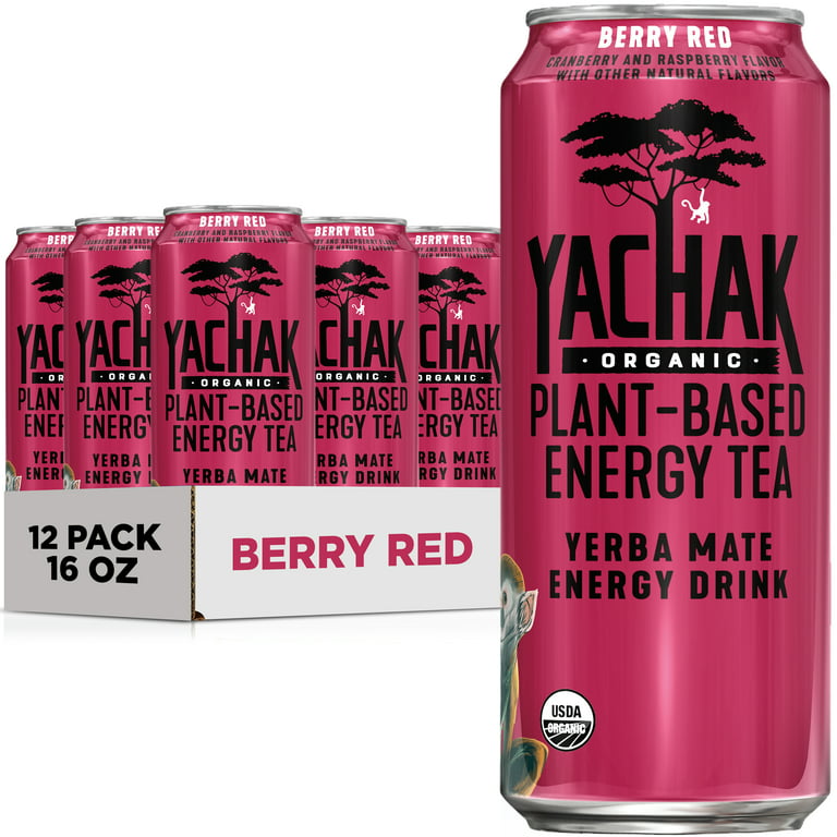Yachak Yerba Mate Drink, Berry Red, 16 oz Cans, 12 Count 