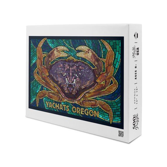 Yachats, Oregon, Dungeness Crab Mosaic (19x27 inches, Premium 500 Piece Jigsaw Puzzle for Adults and Family, Made in USA)
