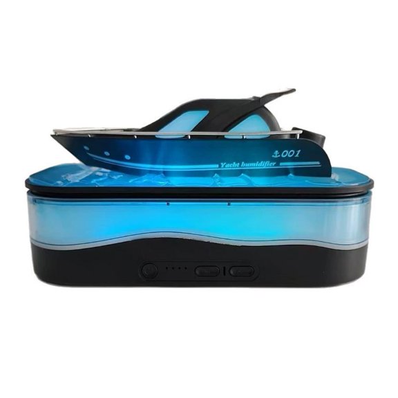 Yacht Aromatherapy Diffuser, USB Rechargeable Humidifier with Jellyfish Mist & 7-Color Ambient Light for Bedroom & Office