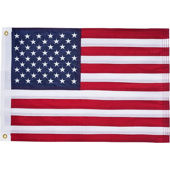 Flagolden Yacht Boat American US Flag 12x18 inch, Embroidered Stars Sewn Stripes and 2 Brass Grommets Heavy Duty Nylon Nautical U.S Marine Flags