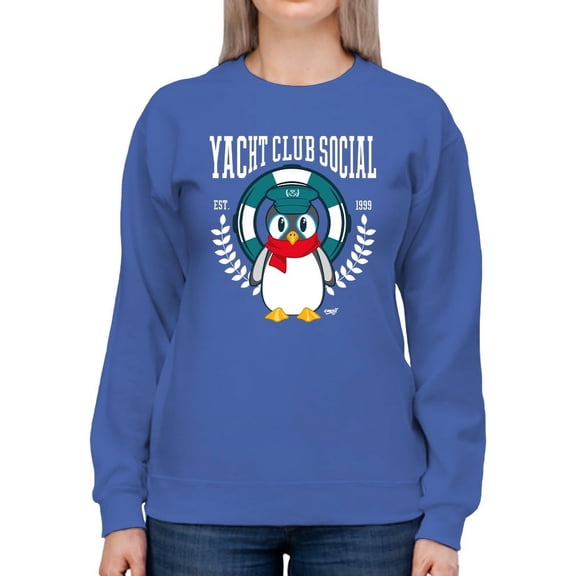 Yacht Club Social Penguin Design – Nautical Charm Women's Sweatshirt