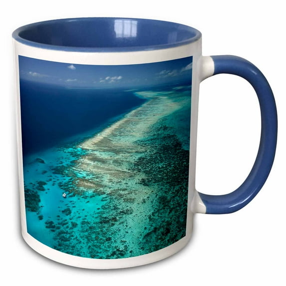 3drose, Yacht, Great Barrier Reef, North Queensland, Australia-au01 Dwa2794 - David Wall, 15oz Two-tone Blue Mug