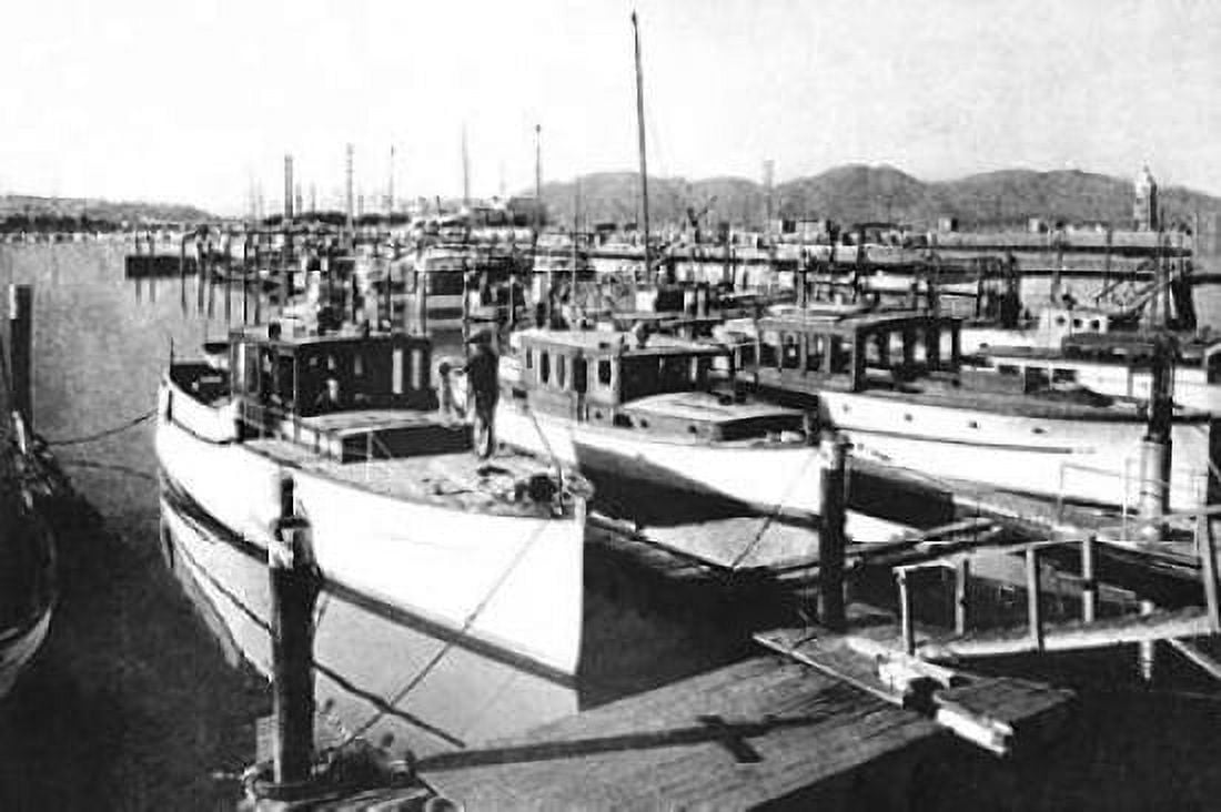 Yacht Harbor San Francisco CA Canvas Art - Vintage San Francisco (12 x 18)