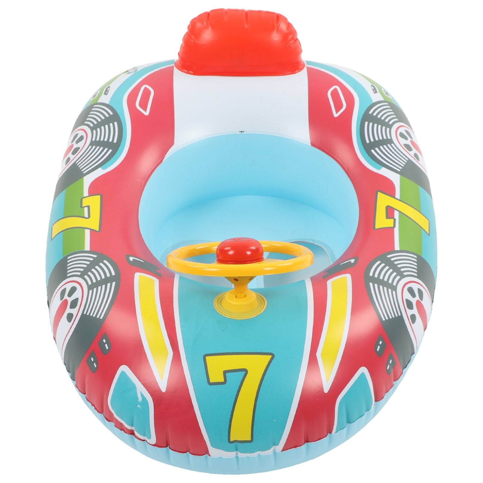 Yacht Pool Float Inflatable Yacht Steering Wheel PVC Anti Leakage Leg Holes Toddler Swim Float
