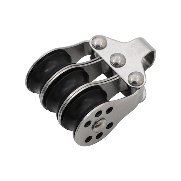 Yacht Rigging Pulley Block with Triple Sheave Design, Stainless Steel Rope Guide Hardware for Marine Deck Tasks
