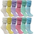 thumbnail image 1 of Yacht & Smith 12 Pack Womens Cotton Slouch Socks, Womans Knee High Boot Socks (Pastel), 1 of 7
