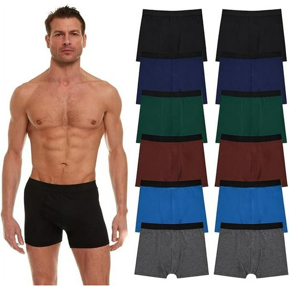 Yacht & Smith 12 Pack of Mens Boxer Briefs Underwear Bulk, Cotton, Soft, Comfortable, Assorted Colorful Brief