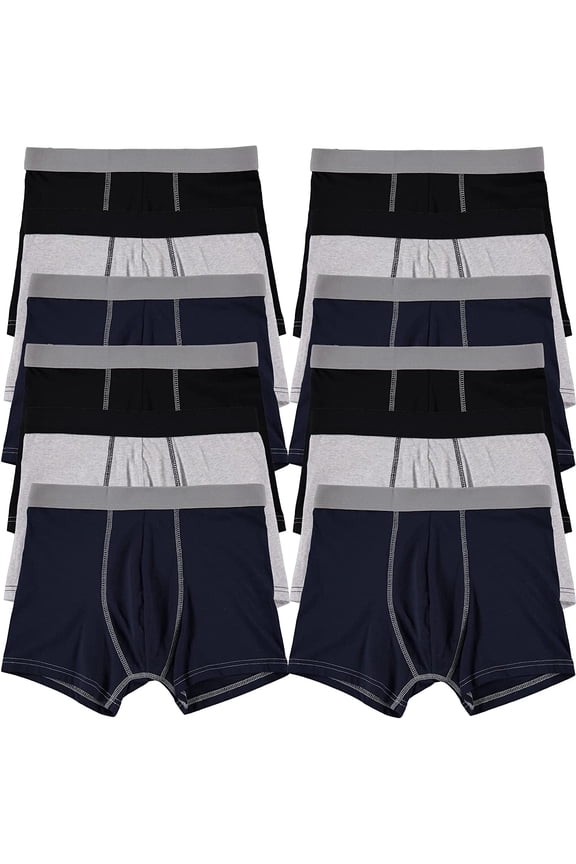 12 Pack of Mens Boxer Briefs Underwear Bulk, Cotton, Soft, Comfortable, Size 3X-Large