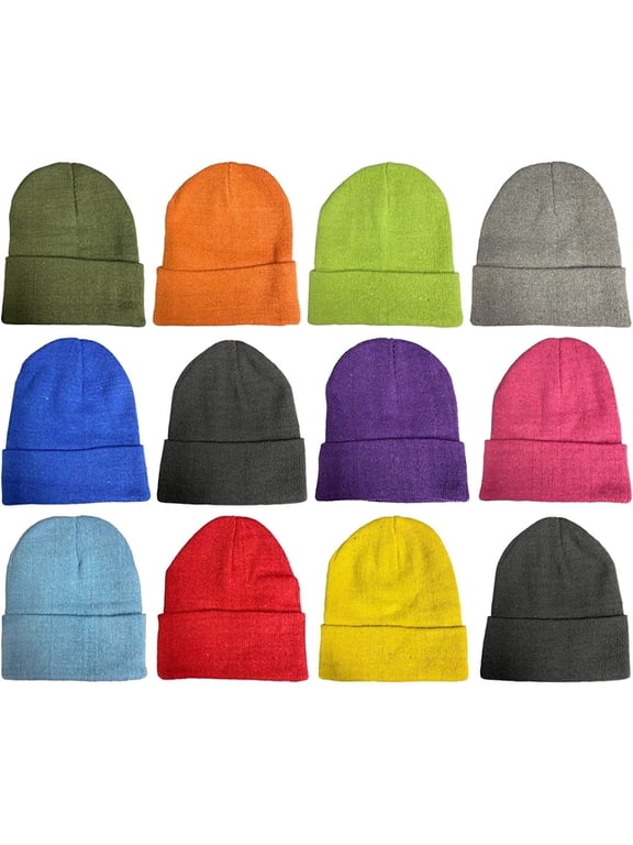12 Pack Winter Beanie Hats for Men and Women – Bulk Knit Beanies