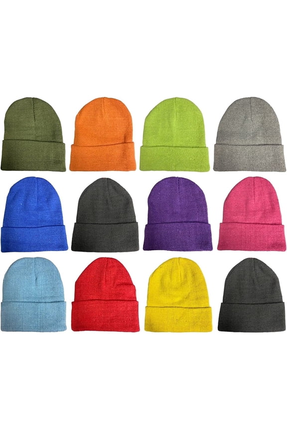 12 Pack Winter Beanie Hats for Men and Women – Bulk Knit Beanies