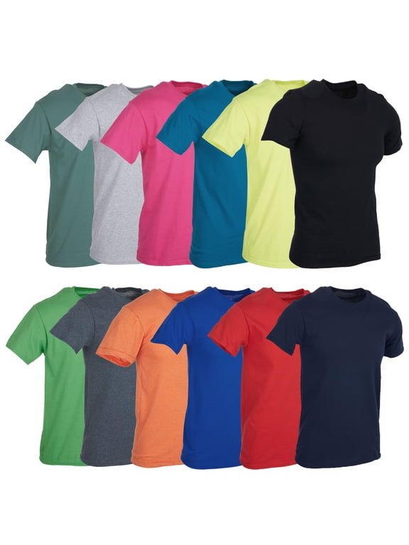 12 Packs of Mens Cotton Crew Neck Short Sleeve T-Shirts Assorted Colors Bulk Pack