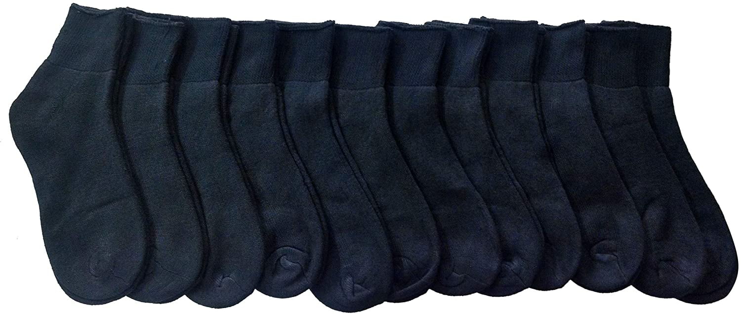 Yacht & Smith 12 Packs of Mens Ring Spun Cotton Diabetic Neuropathy And Edema Ankle Socks (Black)