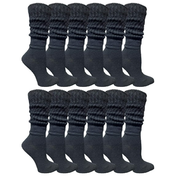 Yacht & Smith 12 Pairs EXTRA THICK Slouch Socks for Women, Extra Heavy Slouchy Ladies Cotton Crew Boot Socks