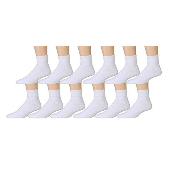 Yacht & Smith 12 Pairs Men's Quarter Length Low Cut Cotton Ankle Socks (White)