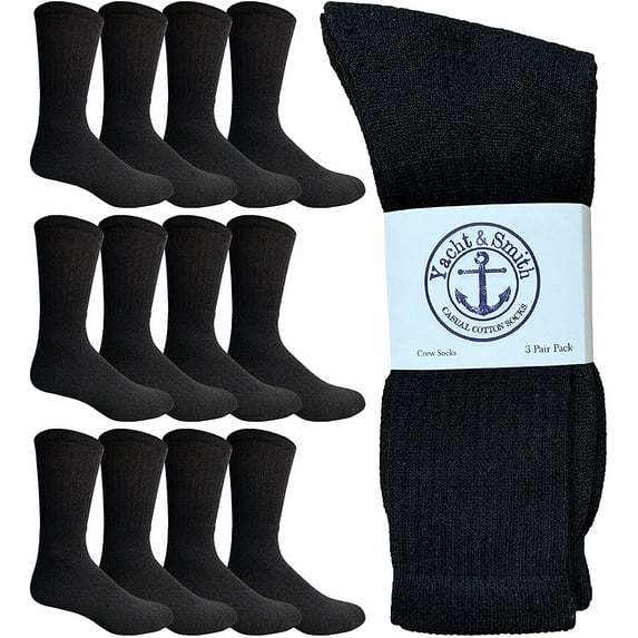 Yacht & Smith 12 Pairs Mens Cotton Crew Socks, Solid, Athletic Sports Socks, Valuepack (Brown)