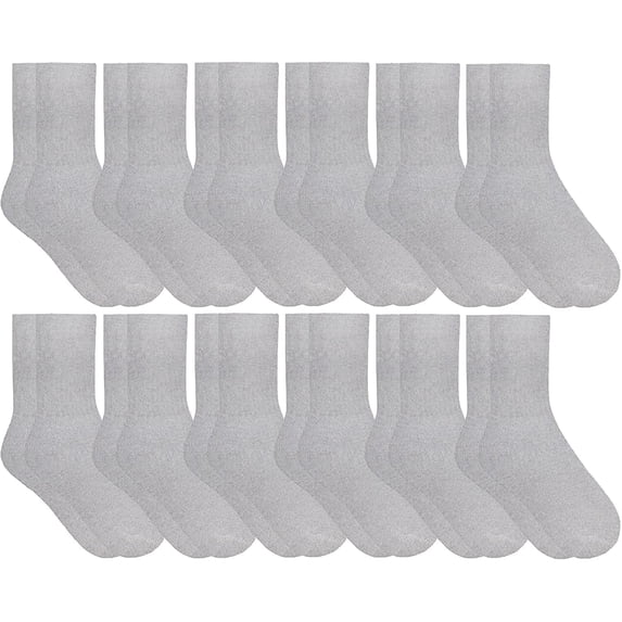 Yacht & Smith 12 Pairs Mens Cotton Crew Socks, Solid, Athletic Sports Socks, Valuepack (Grey)