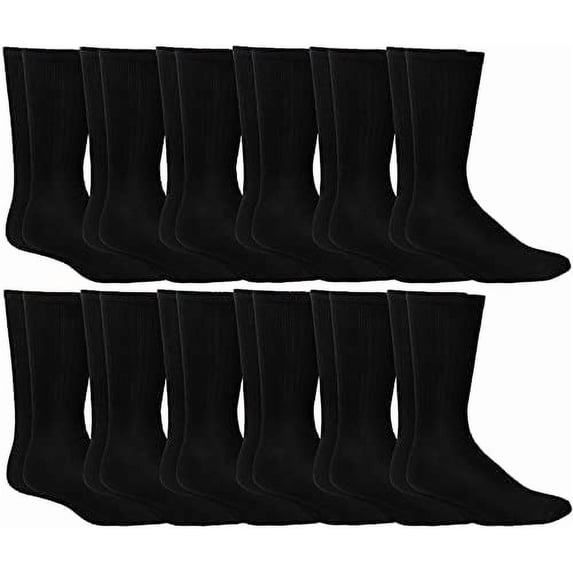 Yacht & Smith 12 Pairs Mens Cotton Crew Socks, Solid, Athletic Sports Socks, Valuepack