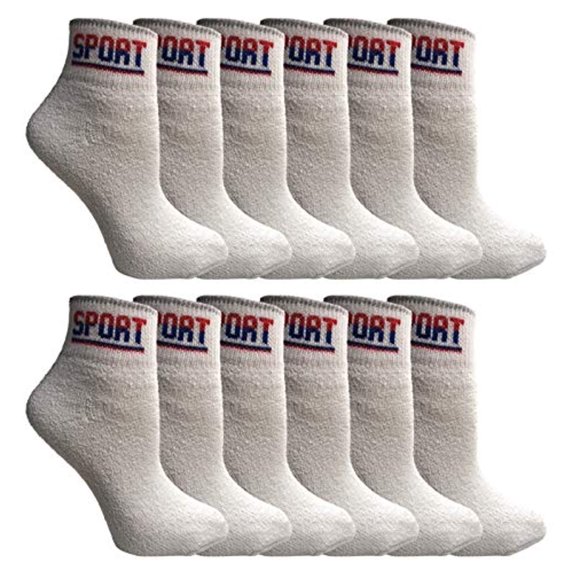 Yacht & Smith 12 Pairs Mens & Womens Ankle Bulk Athletic Sports Socks, by SOCKS'NBULK (White USA)