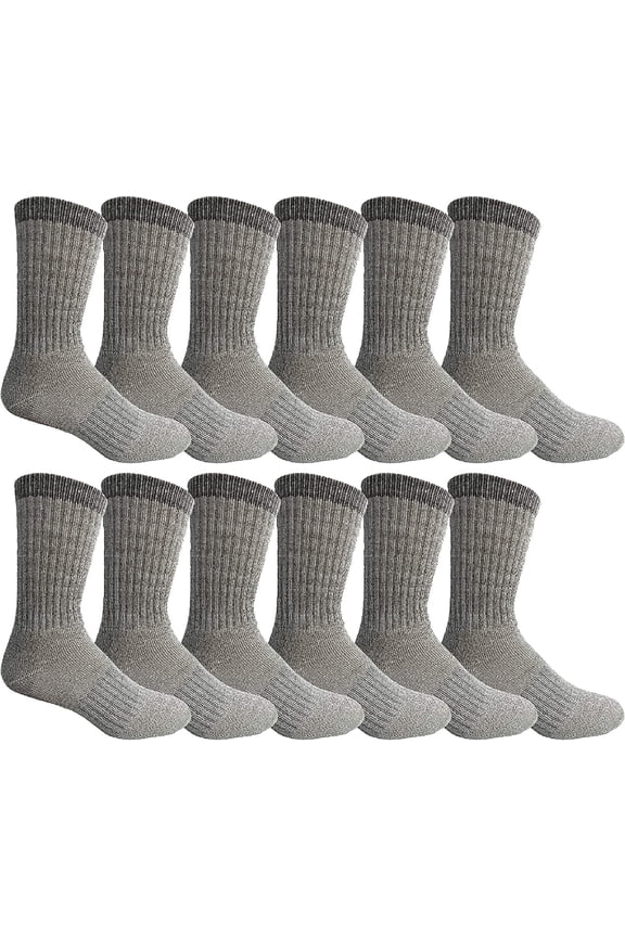 12 Packs Merino Wool Thermal Boot Socks for Hiking, Trail, Hunting, Winter Gray