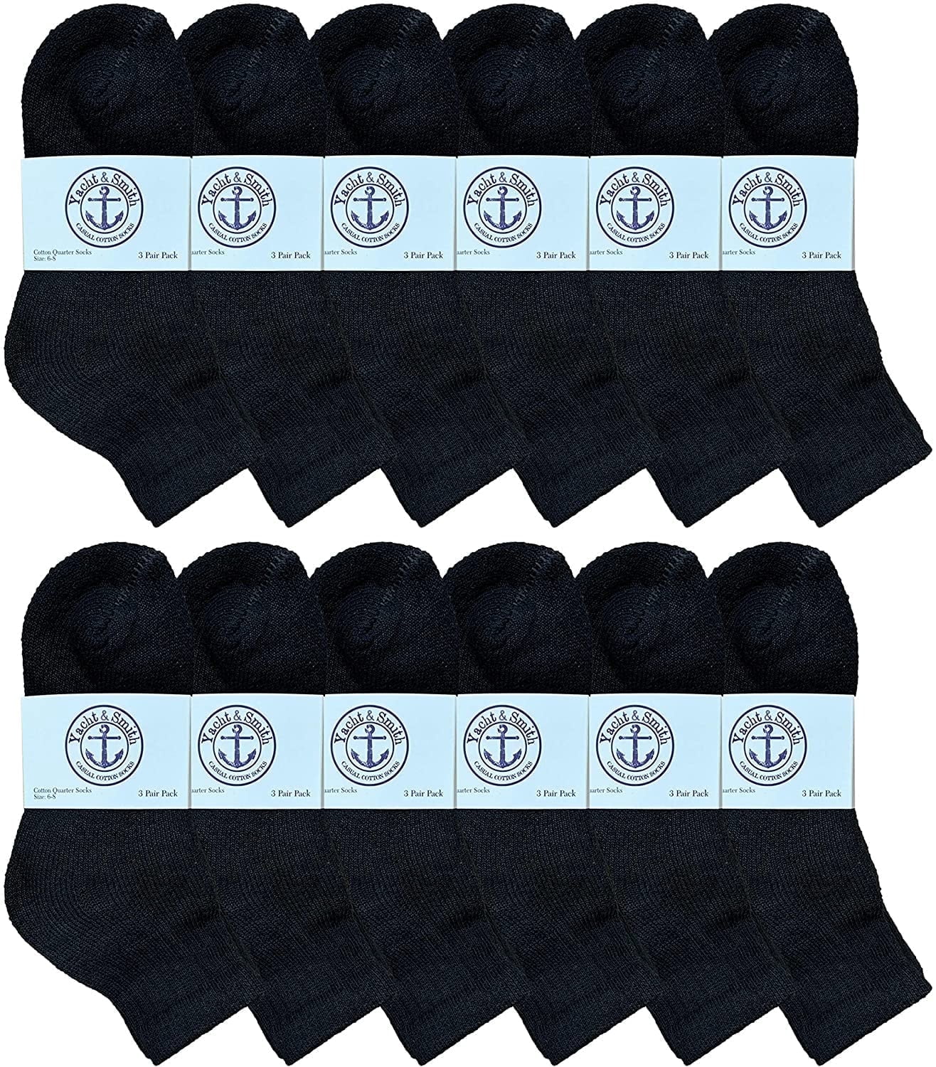 Yacht & Smith 12 Pairs Of Cotton Mid Size Ankle Socks Boys And Girls Bulk Value Pack Socks