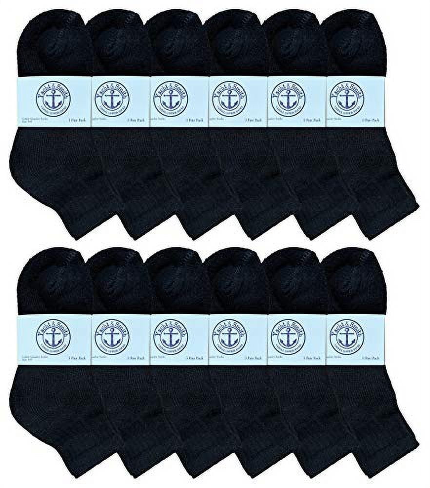 Yacht & Smith 12 Pairs Of Cotton Mid Size Ankle Socks Boys And Girls Bulk Value Pack Socks