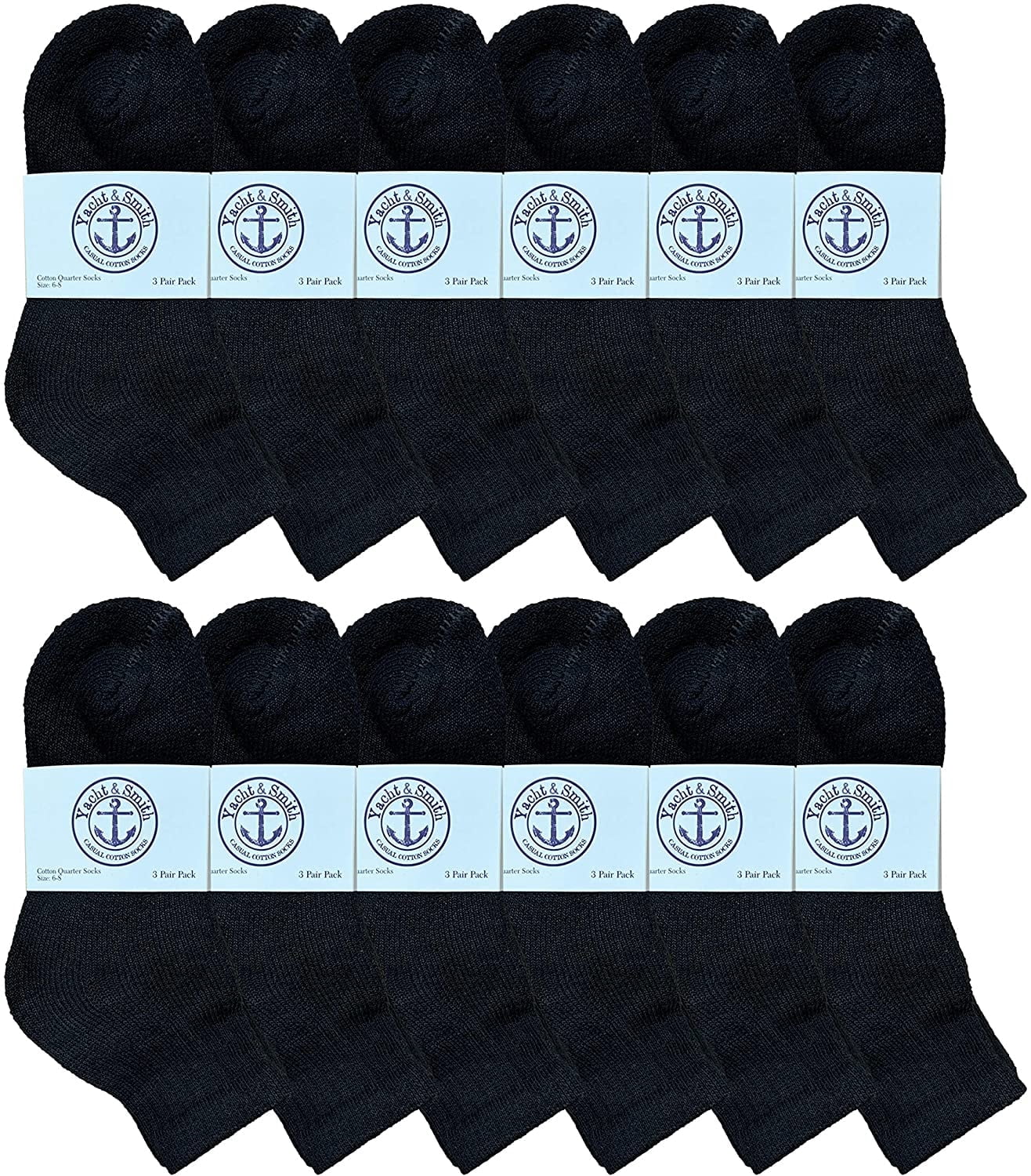 Yacht & Smith 12 Pairs Of Cotton Mid Size Ankle Socks Boys And Girls Bulk Value Pack Socks