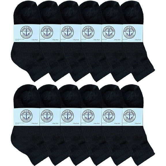 Yacht & Smith 12 Pairs Of Cotton Mid Size Ankle Socks Boys And Girls Bulk Value Pack Socks
