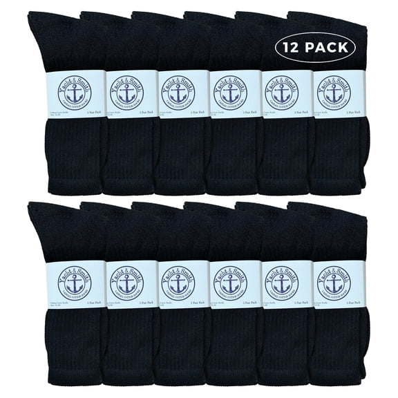 Yacht & Smith 12 Pairs Wholesale Kids Crew Socks, Childrens Cotton Casual Crew Socks Size 4-15