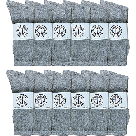 Yacht & Smith 12 Pairs Wholesale Kids Crew Socks, Childrens Cotton Casual Crew Socks Size 4-23