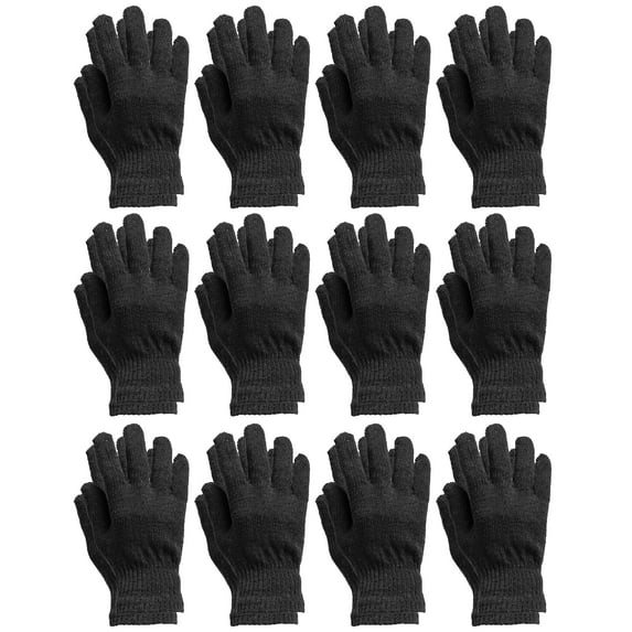 Yacht & Smith 12 Pairs Women's Winter Gloves, Magic Stretch, Purple Red and Navy Blue, Soft, Bulk (Solid Assorted - B, 12 PACK)