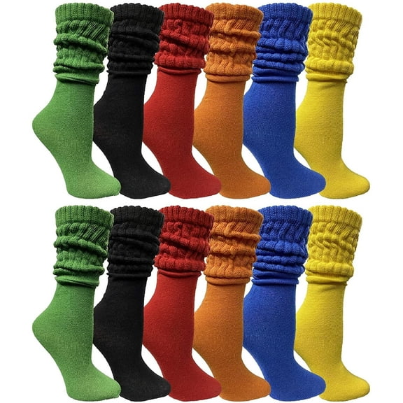 Yacht & Smith 12 Pairs Womens Scrunched Slouch Socks, Cotton Boot Socks Bulk Pack