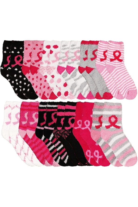 12 Pairs Womens Warm And Cozy Fuzzy Socks, Colorful Winter Bulk Furry Sock