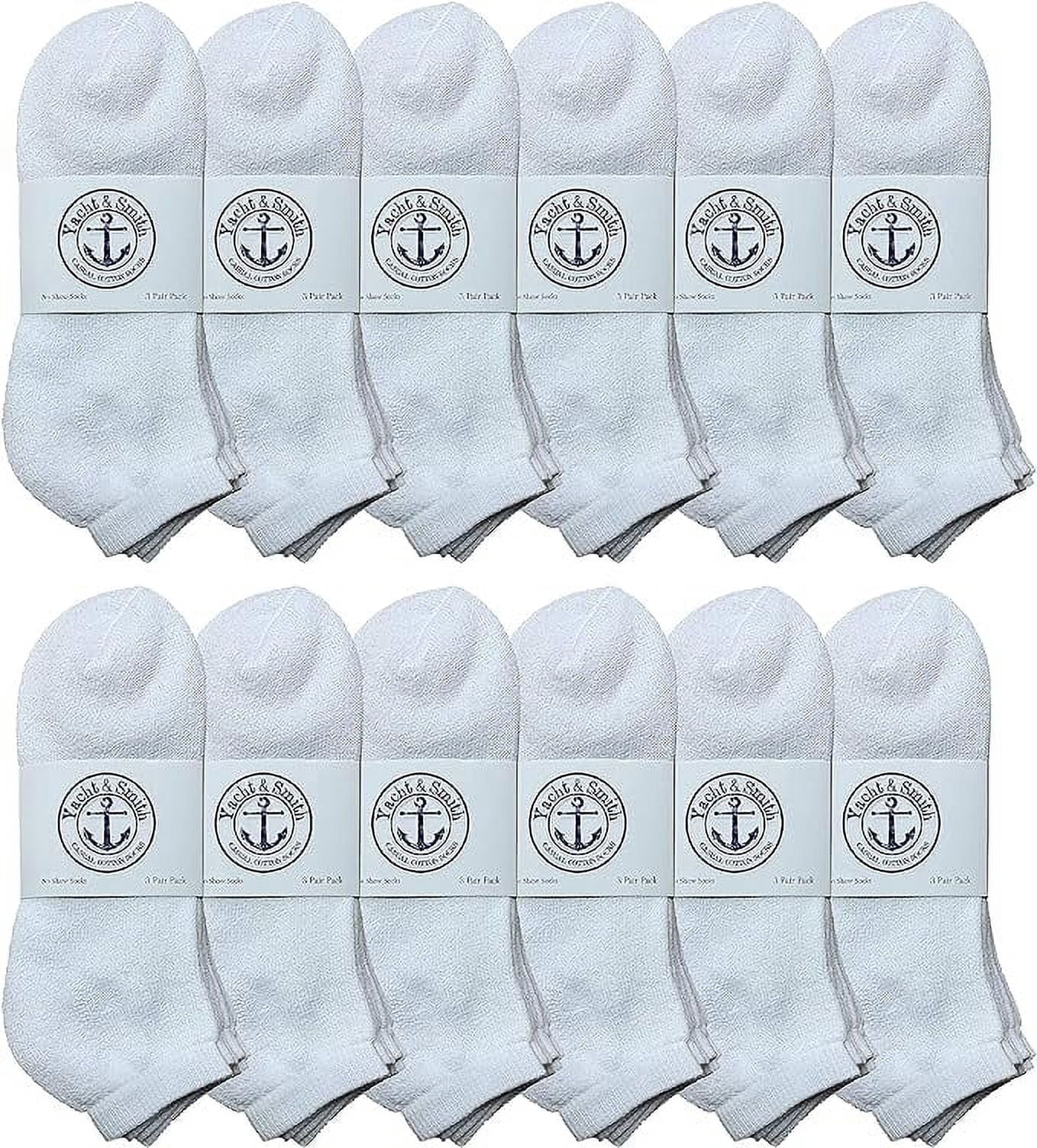 Yacht & Smith 12 Pairs of Boys Youth No Show Ankle Cotton Value Pack Children Socks (6-8, White)