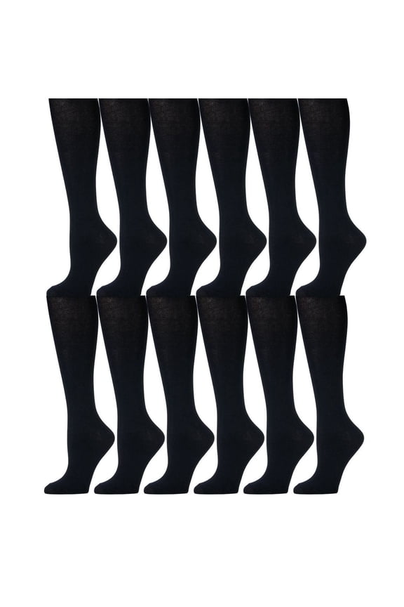 12 Pairs of Cotton Long Knee High Socks for Women, Knee High Socks