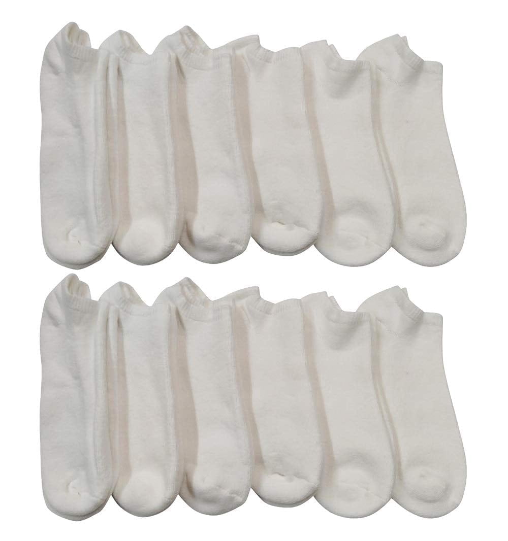 Yacht & Smith 12 Pairs of Girls Youth No Show Ankle Cotton Value Pack Children Socks (9-11, White)