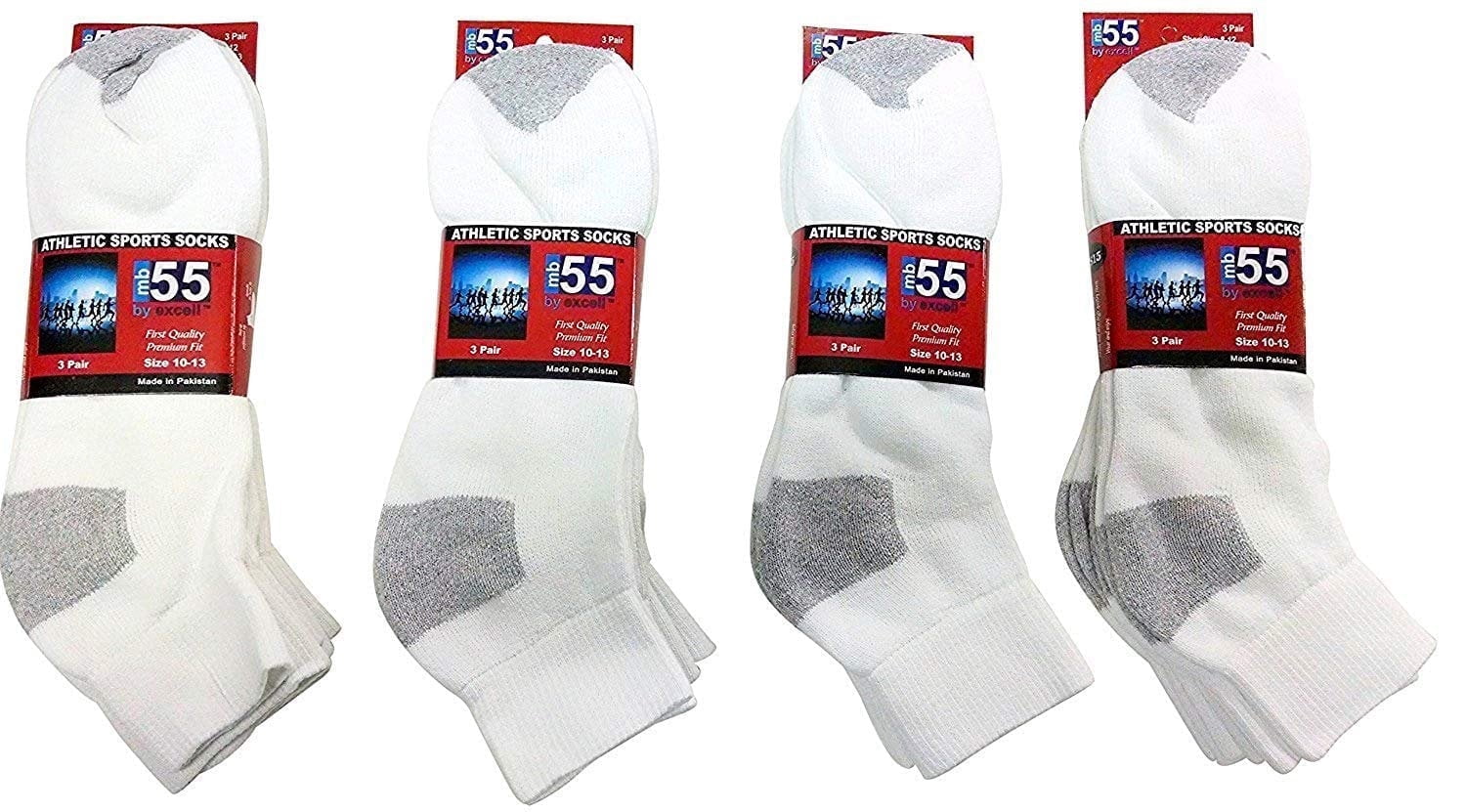 Yacht & Smith 12 Pairs of Men's Quarter Length Low Cut Ankle Socks, Cotton (White with Gray Heel and Toes, Size 10-13)