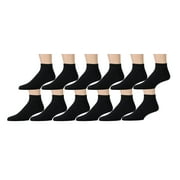 Yacht & Smith 12 Pairs of Mens King Size Diabetic Ankle Athletic Socks, 13-16 (Black)