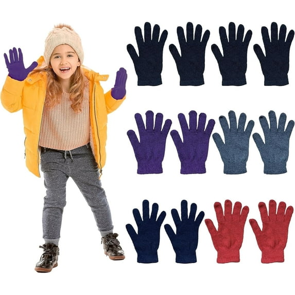 Yacht & Smith 12 Pairs of Winter Gloves Mens Womens and Kids - Thermal Knit Stretchy Fuzzy Bulk Glove Colors