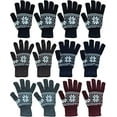 thumbnail image 1 of Yacht & Smith 12 Pairs of Winter Gloves Mens and Womens - Thermal Knit Stretchy Fuzzy Bulk Glove Colors (MENS SNOW PRINT), 1 of 7