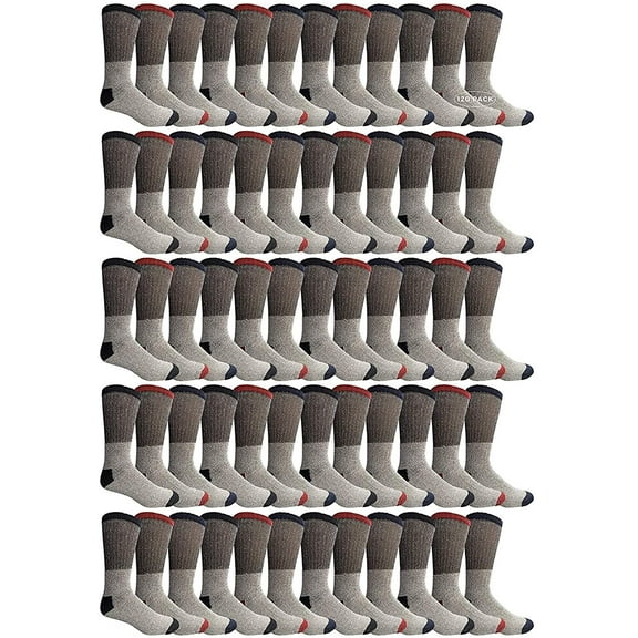 Yacht & Smith 120 Mens & Womens Cotton Thermal Crew Socks, Cold Weather Boot Sock Shoe Size 8-12 (Assorted Men (10-13))