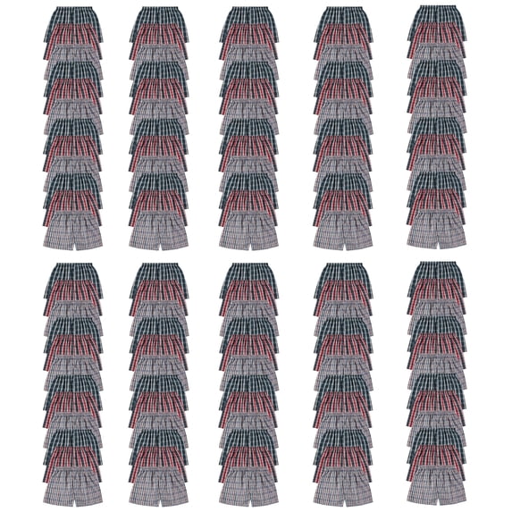 Yacht & Smith 120 Pack Wholesale Men's Tag Free Woven Boxer Shorts, Relaxed Fit, Underwear Bulk for Men, Donations Shelters Assorted Color Cases (Large)
