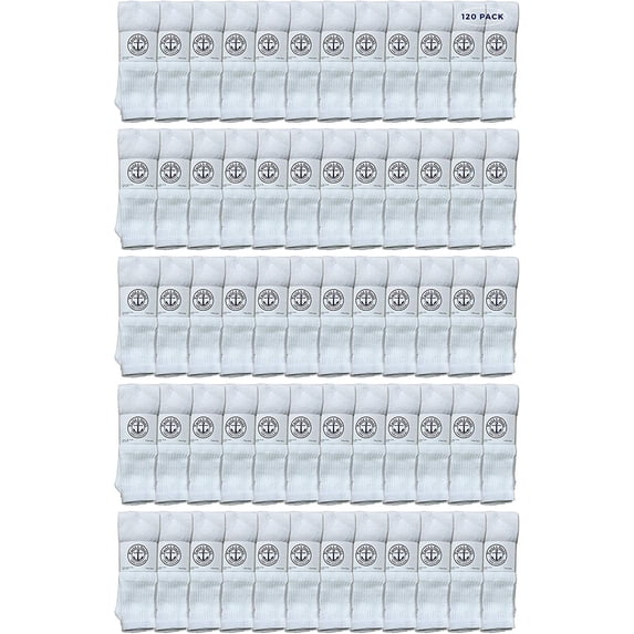 Yacht & Smith 120 Pairs Mens Wholesale Bulk Cotton Tube Socks, Referee Style, 10-13