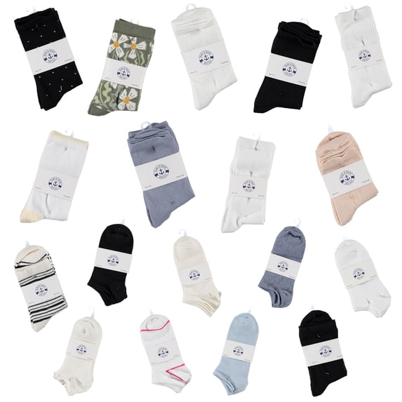 Yacht & Smith 120 Pairs Wholesale Sample Socks Womens, Crew and Ankle Socks - Mixed Assorted Random Colors Wholesale Lot Bulk, Great for Donating Shelters